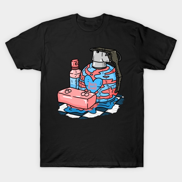 bath bomb grenade, blue and pink. T-Shirt by JJadx